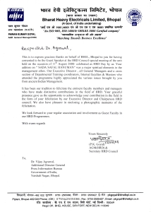 Letter from Bharat Heavy Electricals Ltd